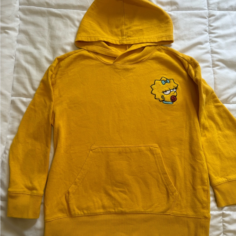 Yellow Kids Hoodie with Cartoon Patch